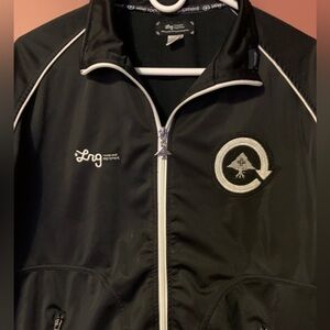 Vintage LRG Embroidered Bomber Jacket Medium Black White Roots and Equipment